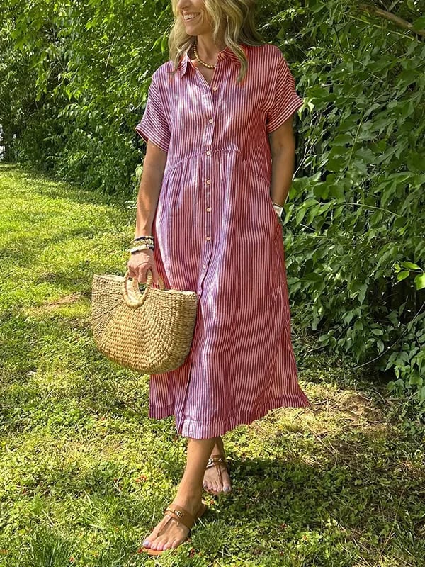 Vanessa - Striped Button-Up Dress