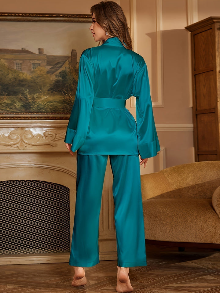 Aurielle | Damen Eleganz Robe & Pyjama-Set