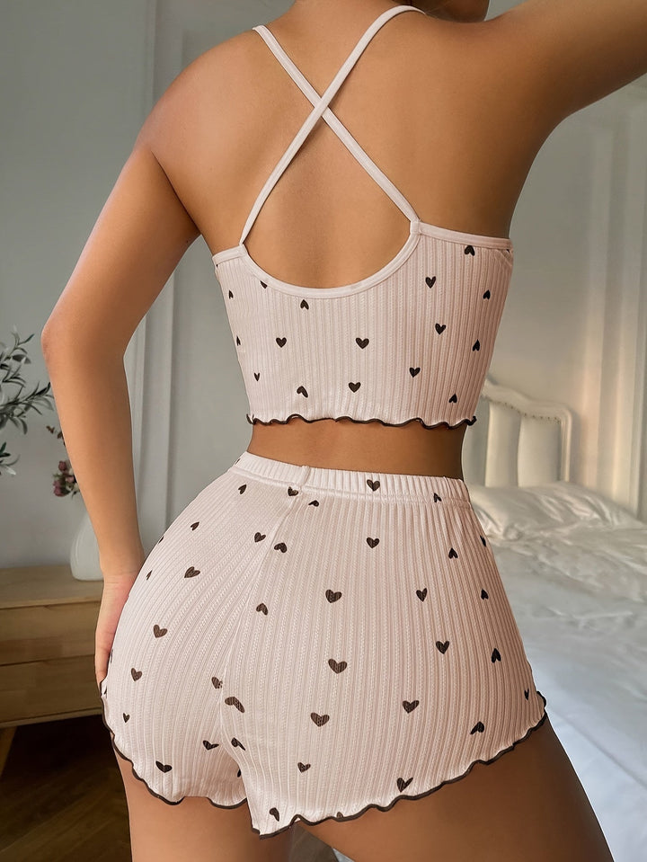 Claire | Pyjama-Set mit Herzchenmuster und Rüschen