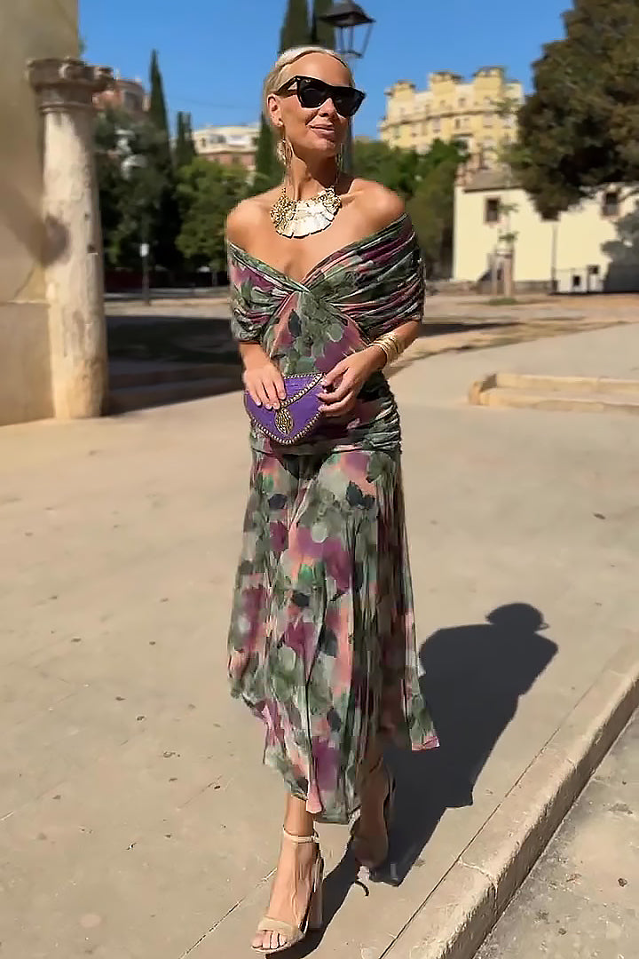 Delphine | Plissiertes Maxikleid