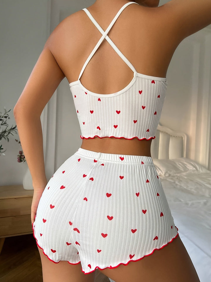 Claire | Pyjama-Set mit Herzchenmuster und Rüschen