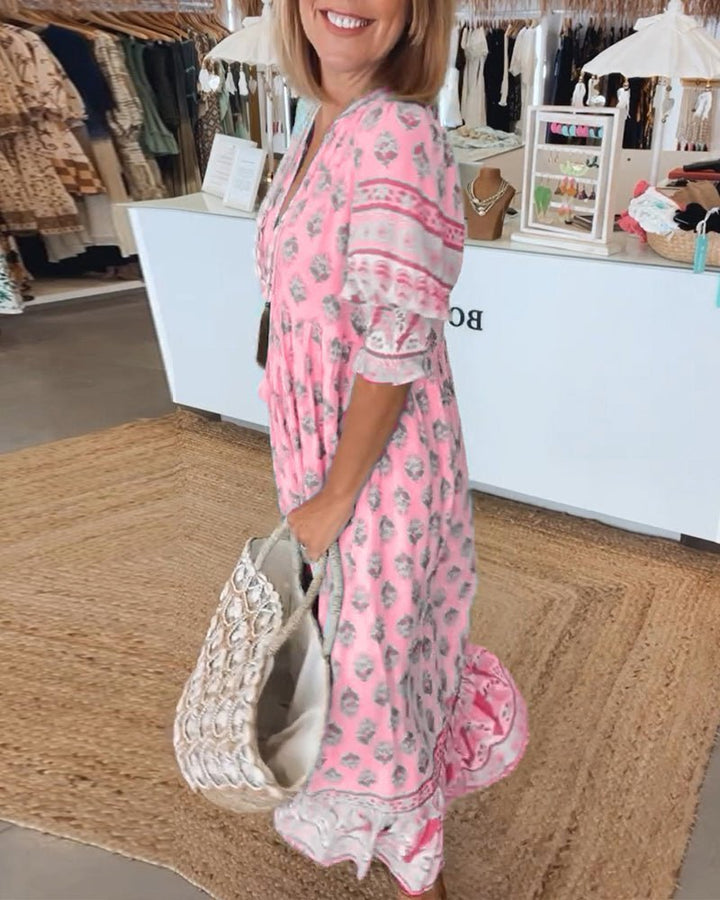 Thea – Chic Floral V-Neck Dress