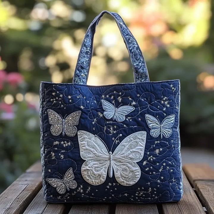 Handgemachte Tasche | Silberner Schmetterling