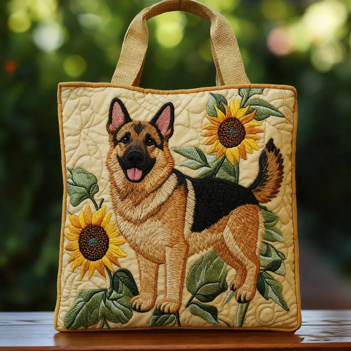 Handgemachte Tasche | Deutscher Schäferhund mit Blumenmuster