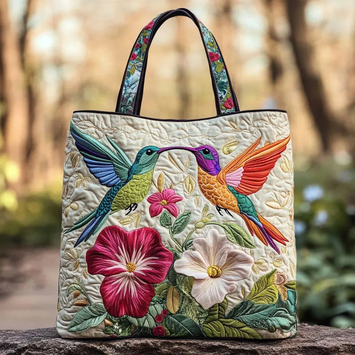 Handgemachte Tasche | Kolibri & Blumen