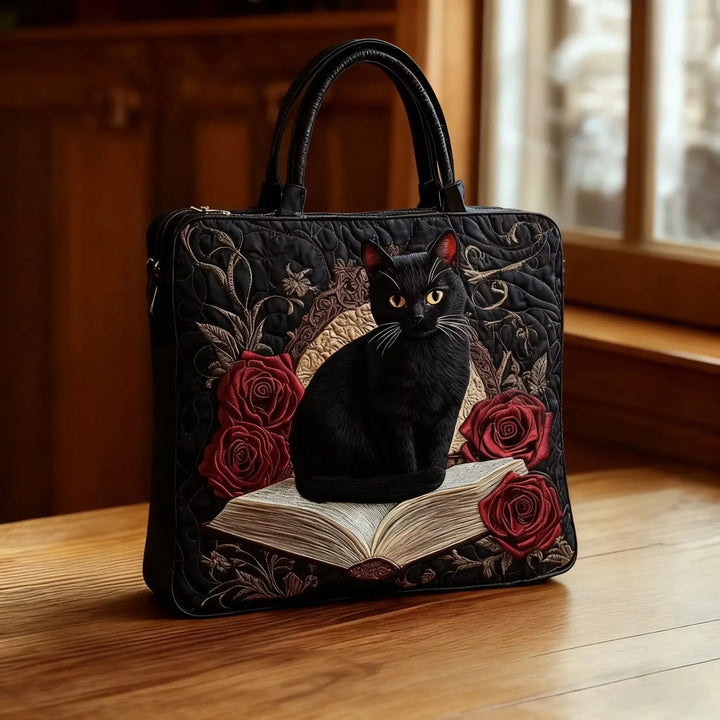 Handgemachte Tasche | Schwarze Katze auf Büchern