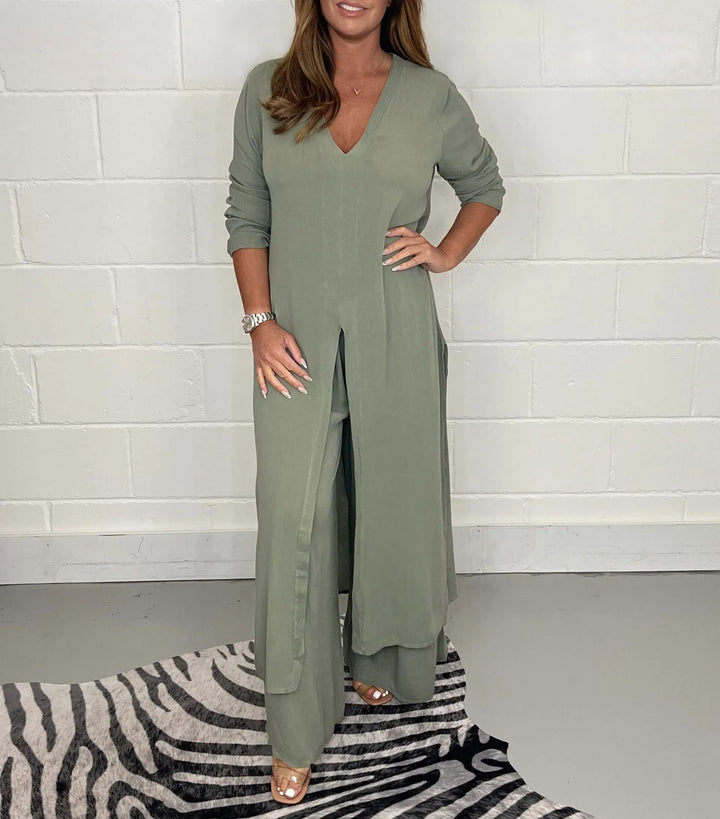 Cherly™ Gemütliches Zweiteiler-Set | Fließende Bluse und Weite Hose
