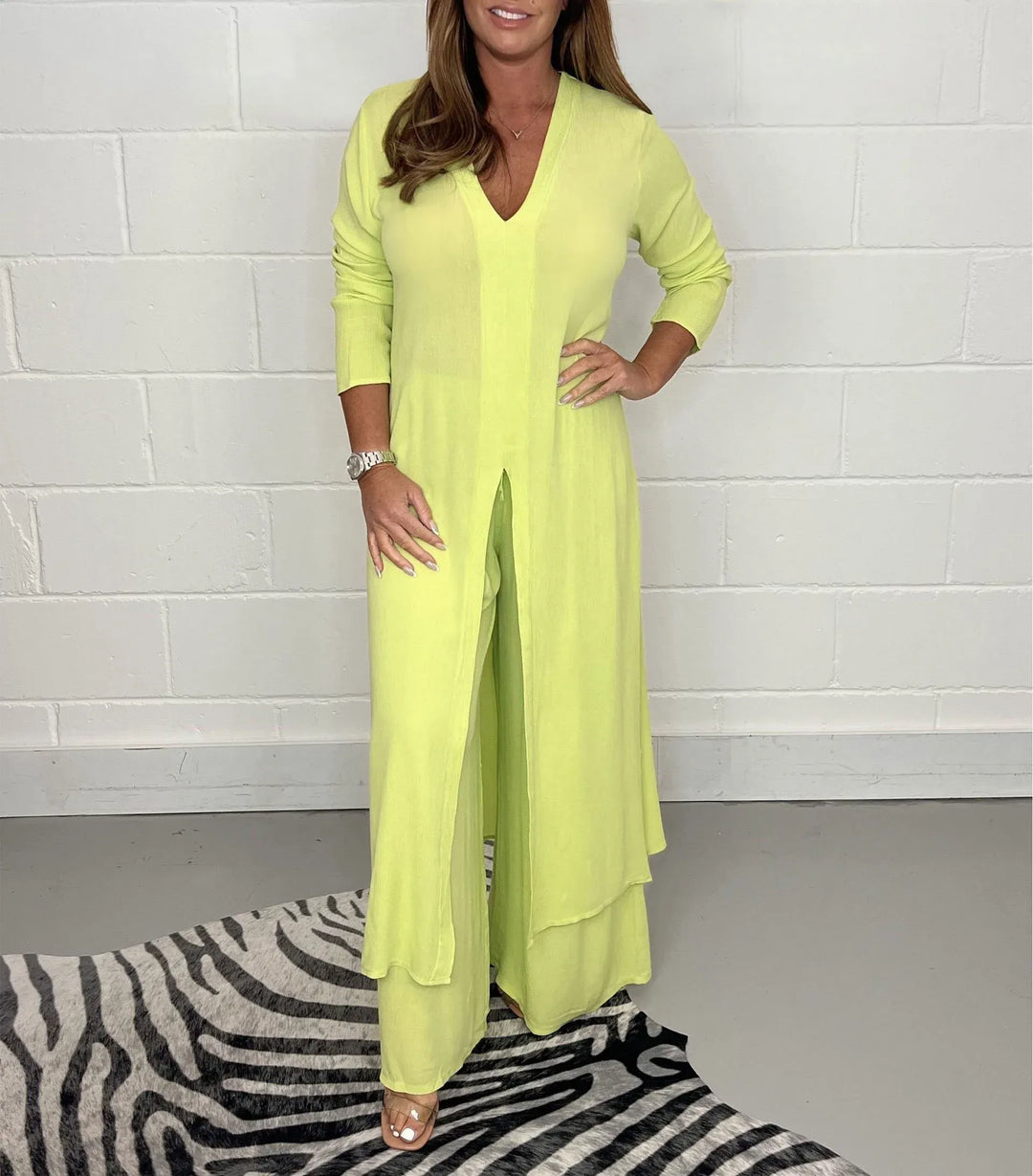 Cherly™ Gemütliches Zweiteiler-Set | Fließende Bluse und Weite Hose