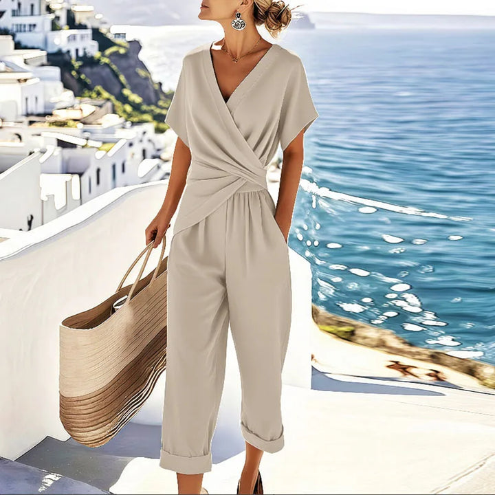 Colleen™ Elegantes Zweiteiler-Set | Wickeloberteil und Cropped-Hose