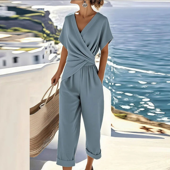 Colleen™ Elegantes Zweiteiler-Set | Wickeloberteil und Cropped-Hose