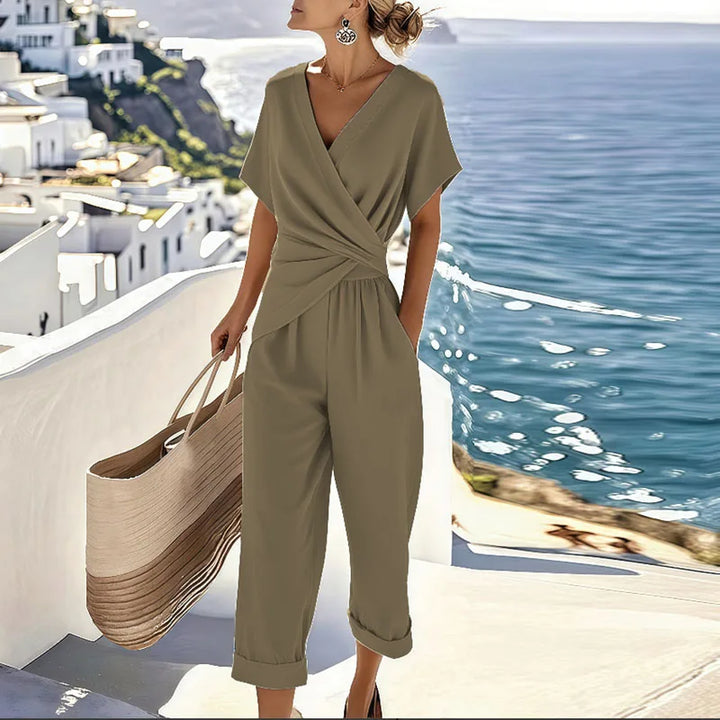 Colleen™ Elegantes Zweiteiler-Set | Wickeloberteil und Cropped-Hose