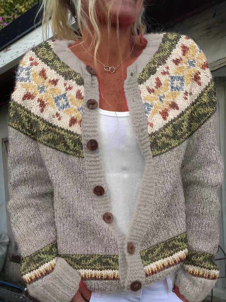 Herbst | Vintage Isländische Strickjacke