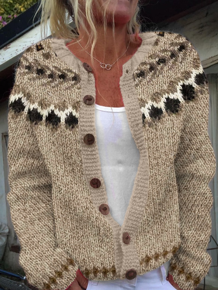 Aubree | Vintage isländische Strickjacke
