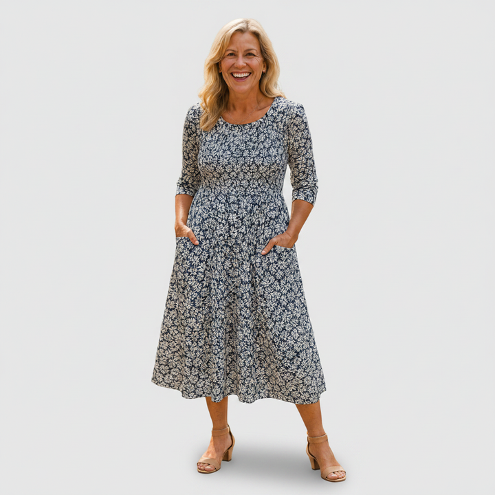 Blanche | Marineblaues Midikleid