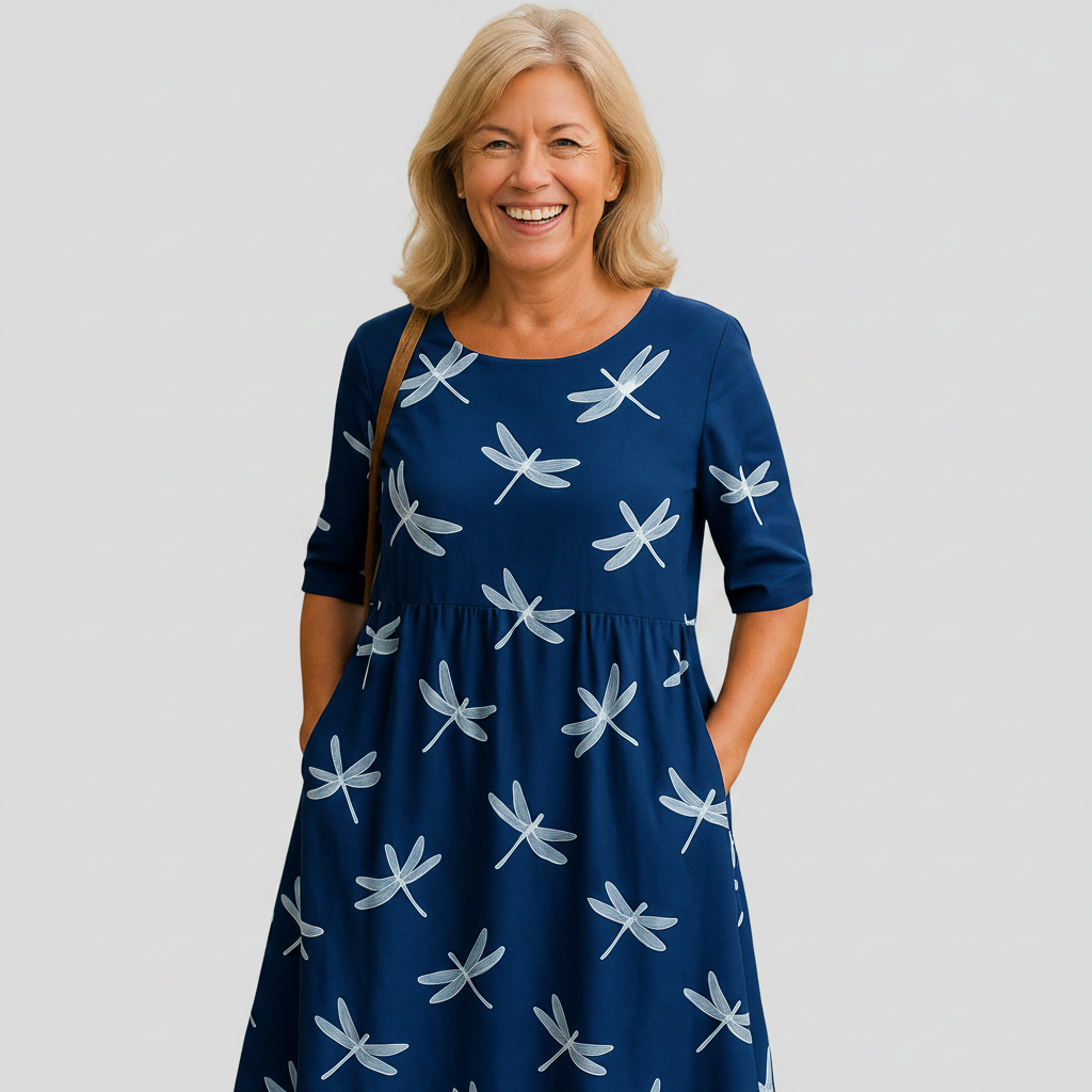 Blanche | Marineblaues Midikleid
