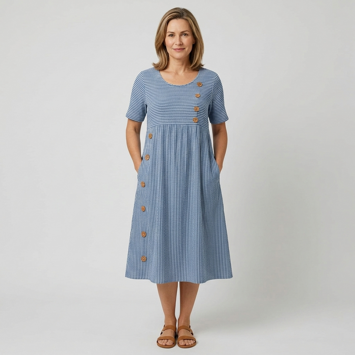 Océane | Gestreiftes Midikleid