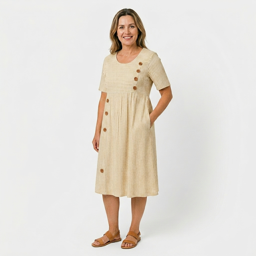 Océane | Gestreiftes Midikleid