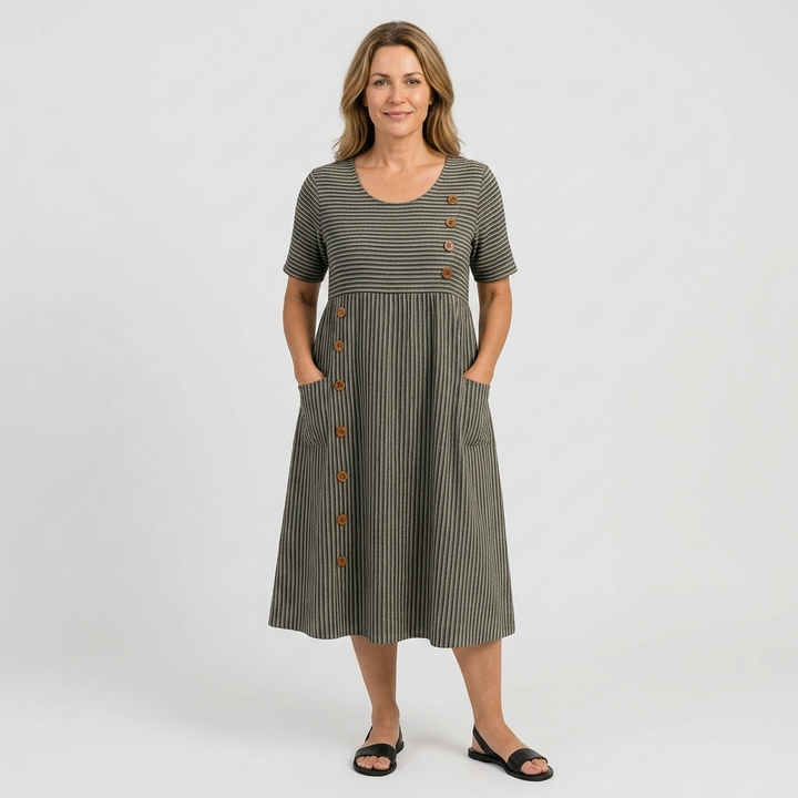 Océane | Gestreiftes Midikleid