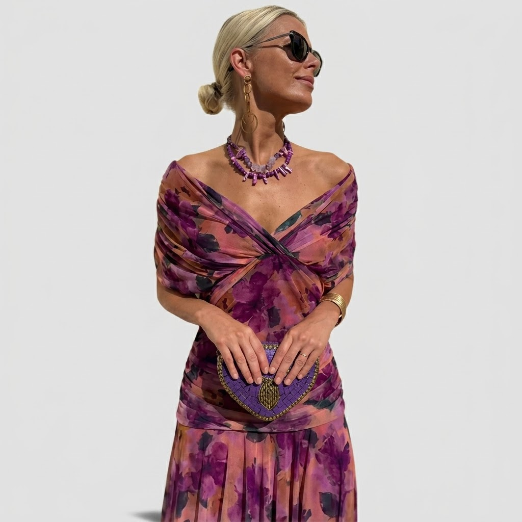 Delphine | Plissiertes Maxikleid