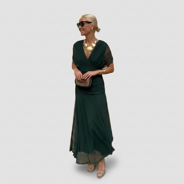 Delphine | Plissiertes Maxikleid