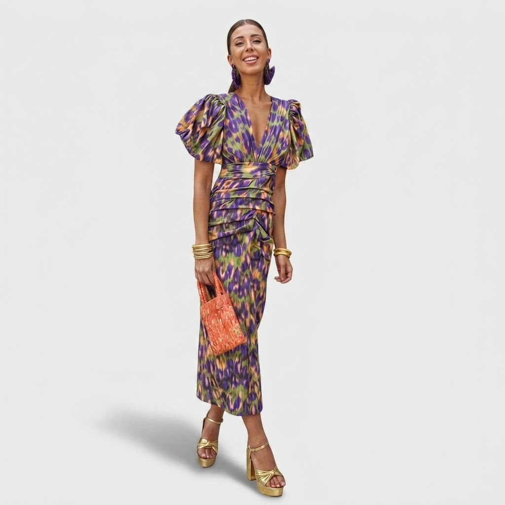 Véronique | Plissiertes Midi-Kleid