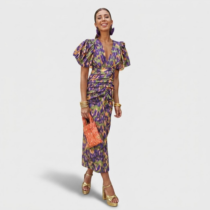 Véronique | Plissiertes Midi-Kleid