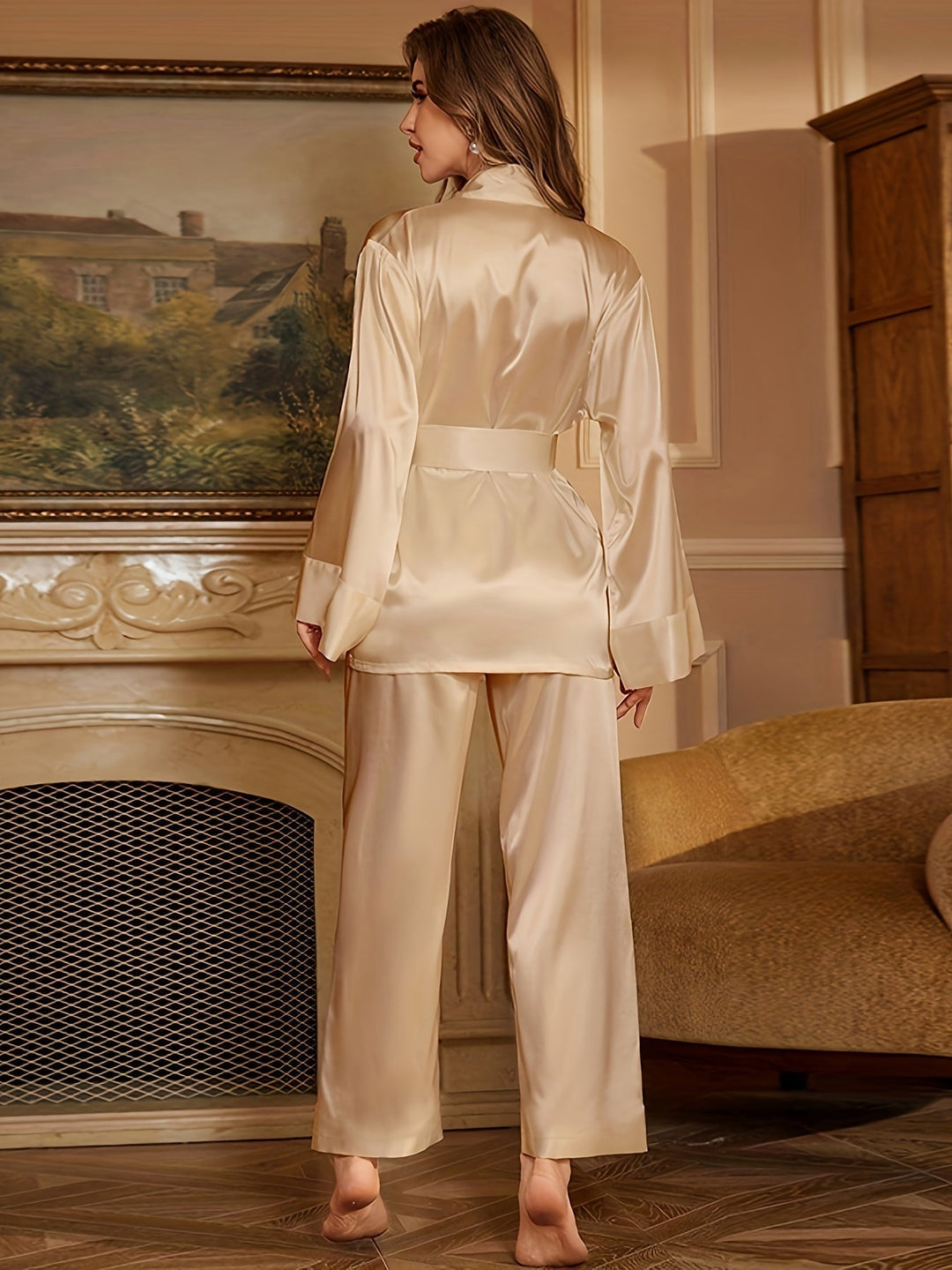 Aurielle | Damen Eleganz Robe & Pyjama-Set