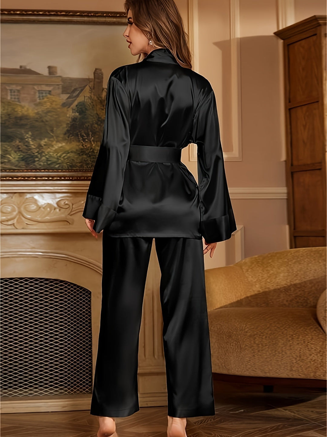 Aurielle | Damen Eleganz Robe & Pyjama-Set