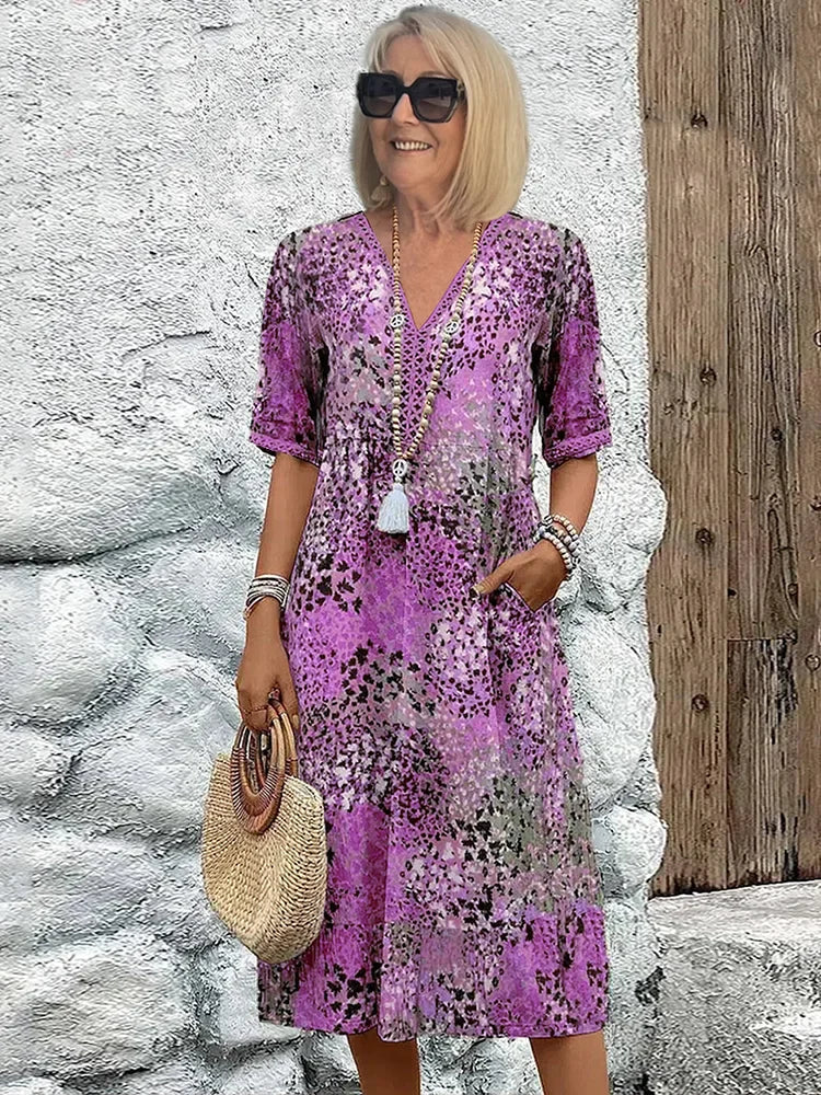 Rose - Vibrant Mid Length Dress