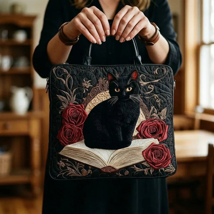 Handgemachte Tasche | Schwarze Katze auf Büchern