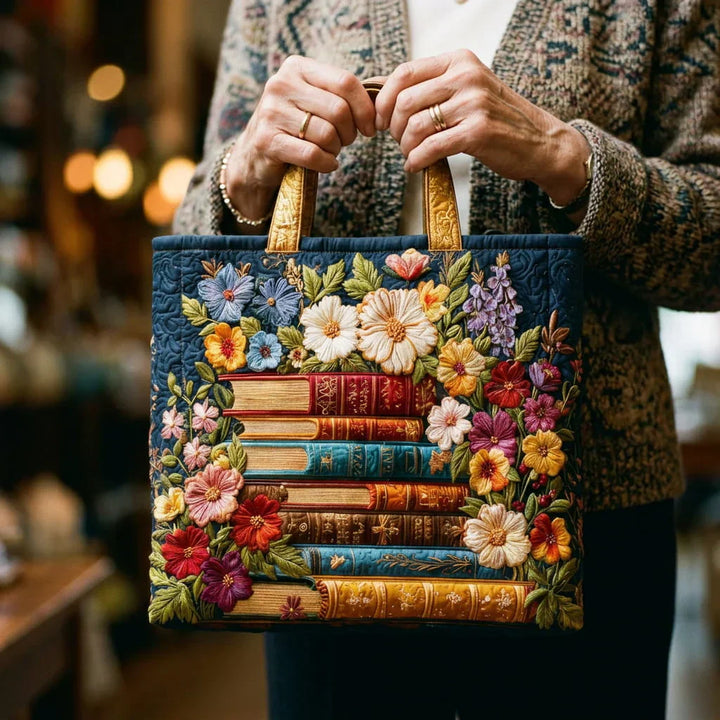 Handgemachte Tasche | Blumen und Bücher