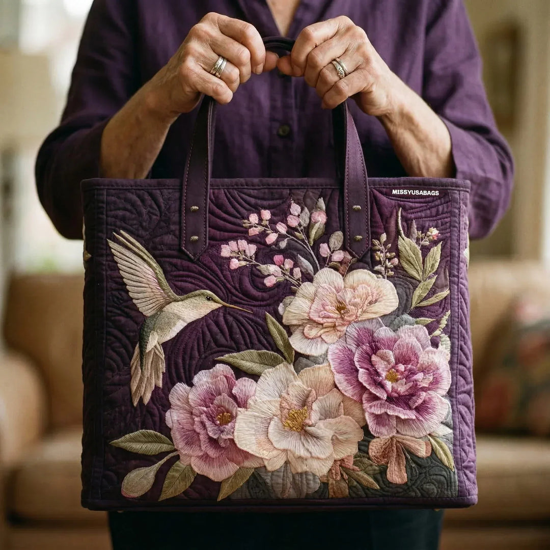 Handgemachte Tasche | Kolibris und Orchideen