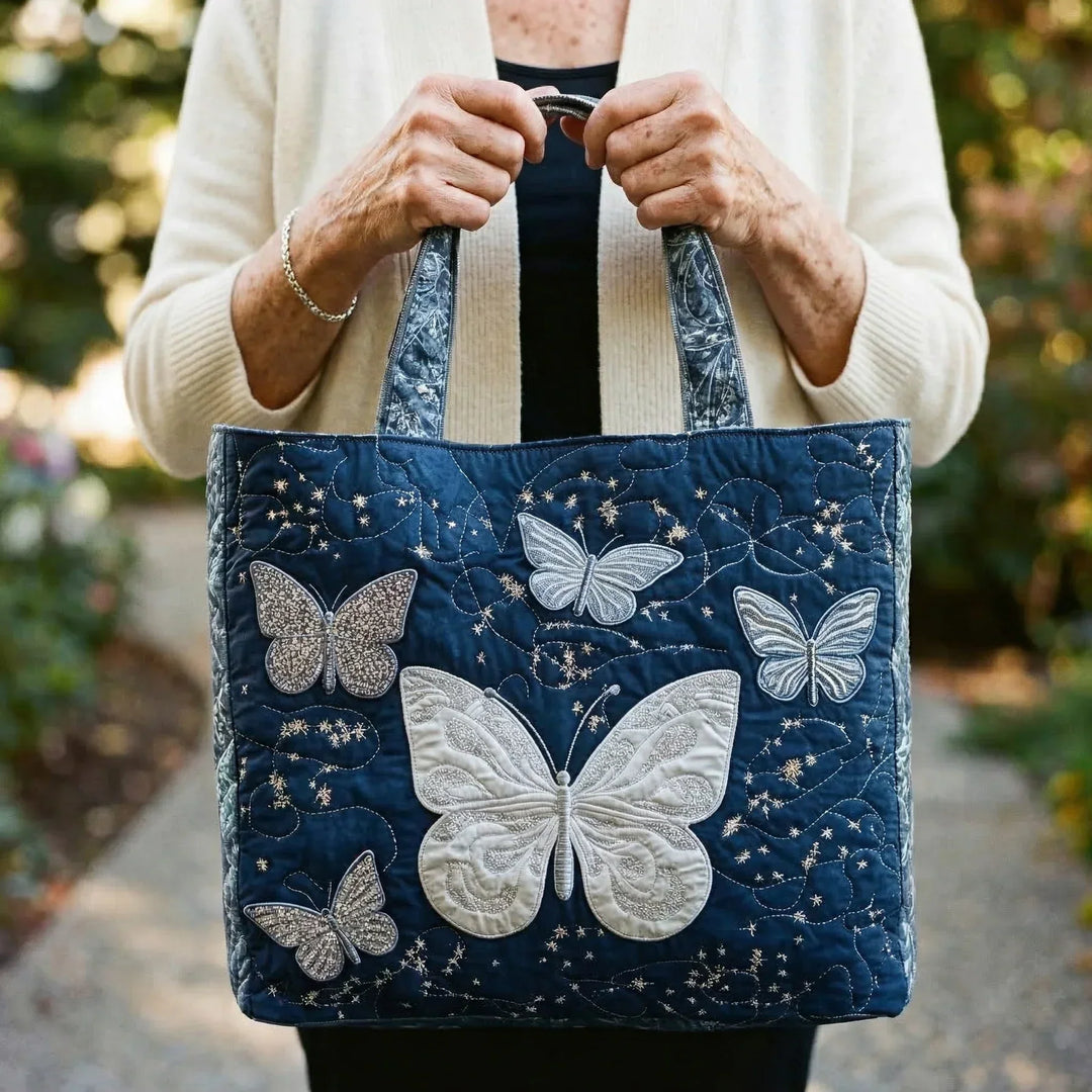 Handgemachte Tasche | Silberner Schmetterling
