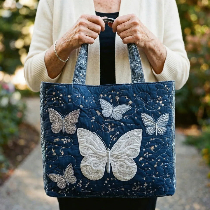 Handgemachte Tasche | Silberner Schmetterling