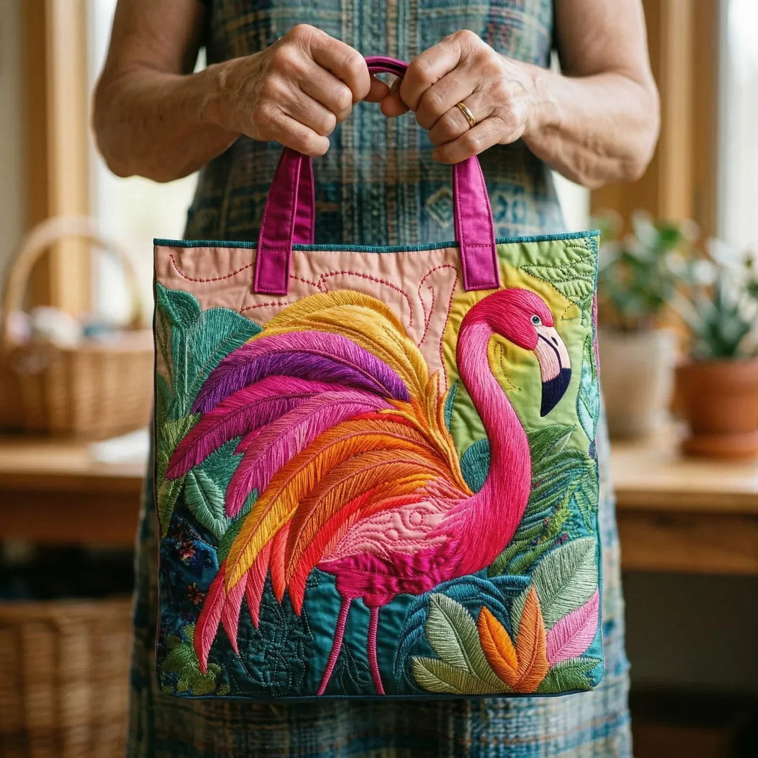 Handgemachte Tasche | Regenbogen-Flamingo