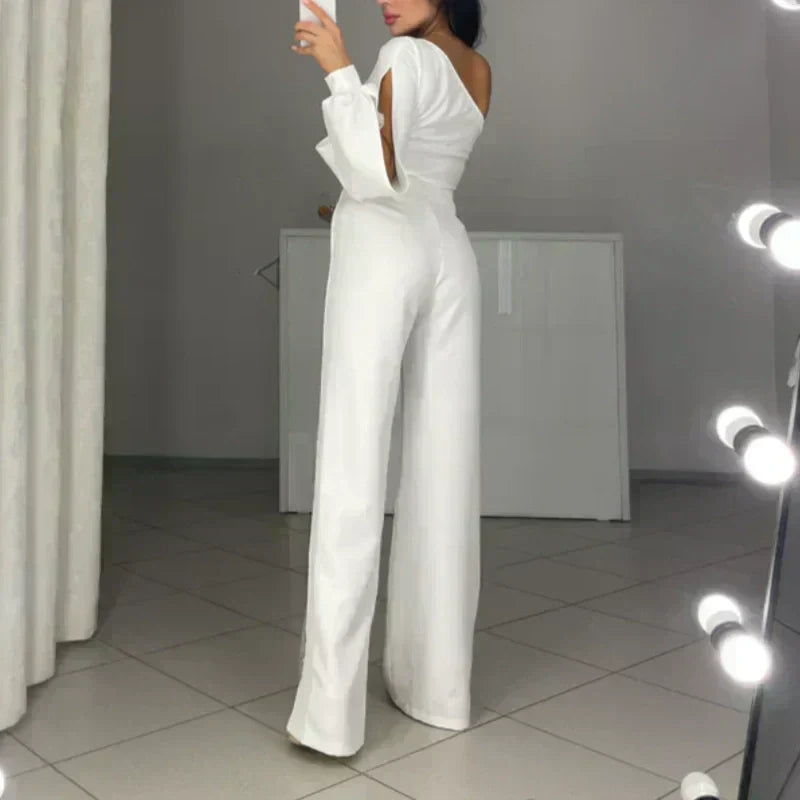 Ally™ One-Shoulder-Kurz-Overall mit ausgestellten Ärmeln | Stylischer Sommer-Overall