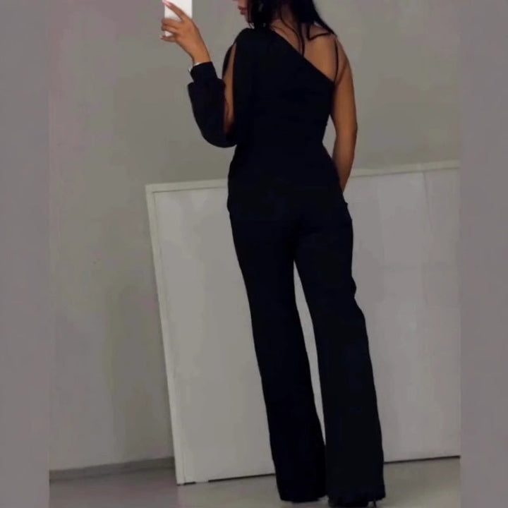 Ally™ One-Shoulder-Kurz-Overall mit ausgestellten Ärmeln | Stylischer Sommer-Overall