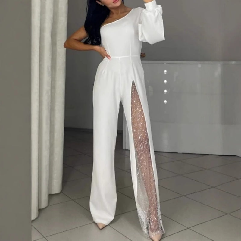 Ally™ One-Shoulder-Kurz-Overall mit ausgestellten Ärmeln | Stylischer Sommer-Overall