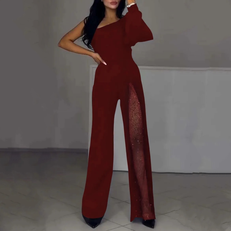 Ally™ One-Shoulder-Kurz-Overall mit ausgestellten Ärmeln | Stylischer Sommer-Overall