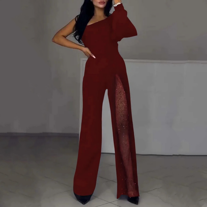 Ally™ One-Shoulder-Kurz-Overall mit ausgestellten Ärmeln | Stylischer Sommer-Overall